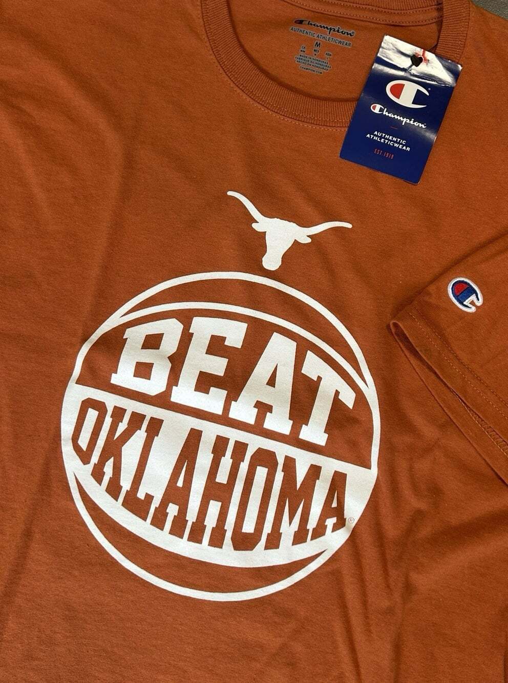 Champion Texas Longhorns Beat Oklahoma T-Shirt Adult Medium Burnt Orange NEW